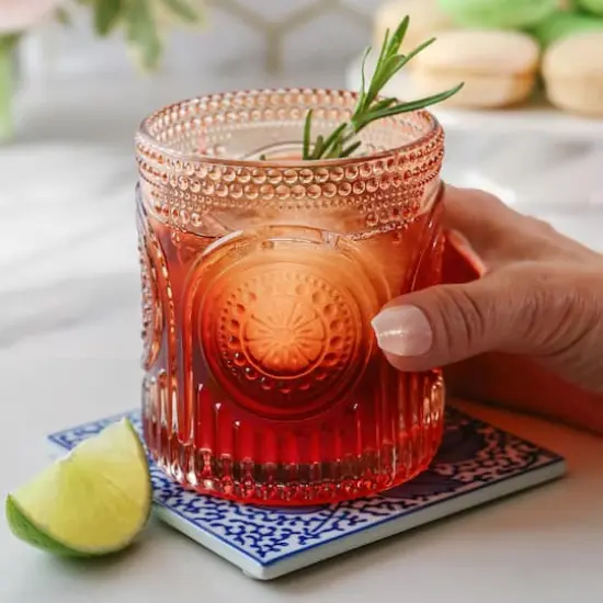 Kate Aspen&reg; 10oz. Retro Arch Floral Drinking Glasses, 6ct. Pink {9}