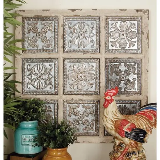 31" White Metal Rustic Floral Wall D&eacute;cor {8}
