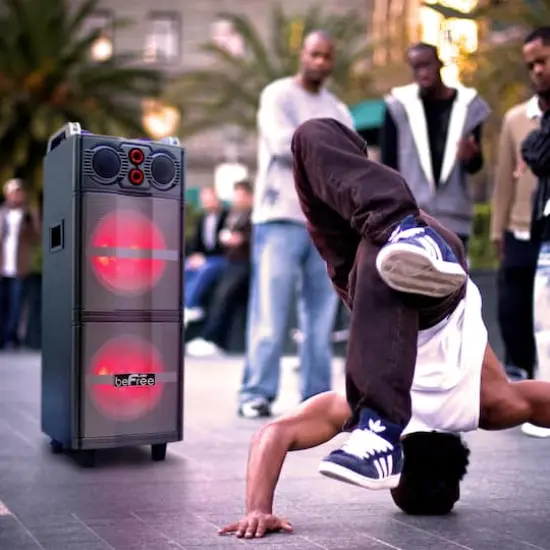 beFree Sound Double 10" Subwoofer Portable Bluetooth Party Speaker With Reactive Lights {5}