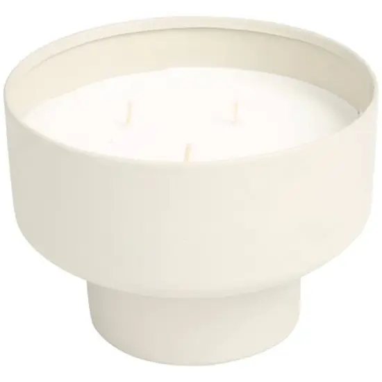 White Wax White Sage Scented Candle with Elevated Matte Light Gray Container {6}