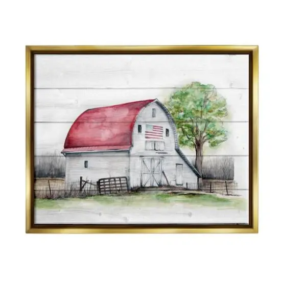 Stupell Industries Rustic Americana Barn Floater Framed Art Gold {1}