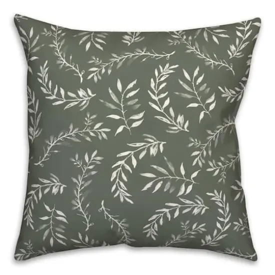 18" Swirly Leaves Indoor/Outdoor Pillow Sage {1}