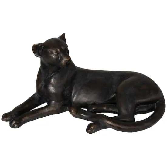 13" Black Laying Leopard Sculpture {1}