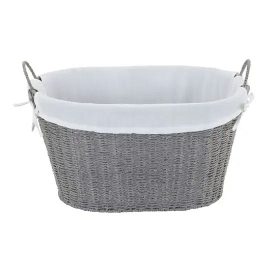 Household Essentials Gray Wicker Lined Laundry Basket {6}