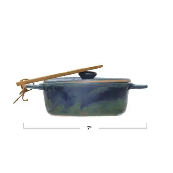 Hello Honey&reg; Blue Stoneware Brie Bakers with Bamboo Spreader, 2ct. {5}