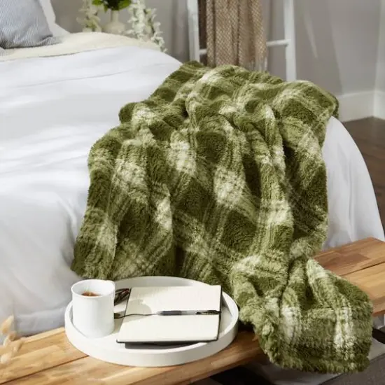 DII&reg; Sage Farmhouse Plush Plaid Throw {6}