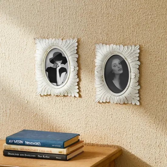 Glitzhome&reg; 2 Pack 4" x 6" White Ornate Resin Tabletop Picture Frames {4}