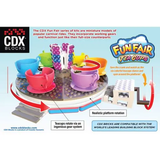 CDX Blocks Fun Fair Tea Cups Ride Building Set {6}