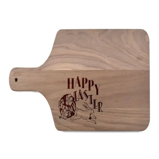 Happy Easter Vintage Bunny Walnut Paddle Cutting Board {1}