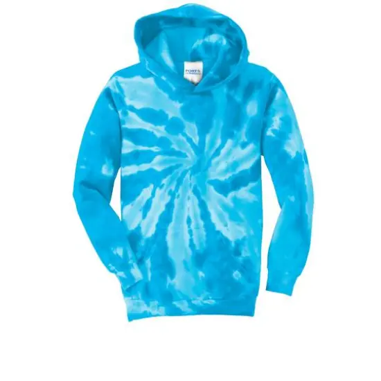 Port & Company&reg; Youth Tie-Dye Pullover Hooded Sweatshirt Turquoise {1}