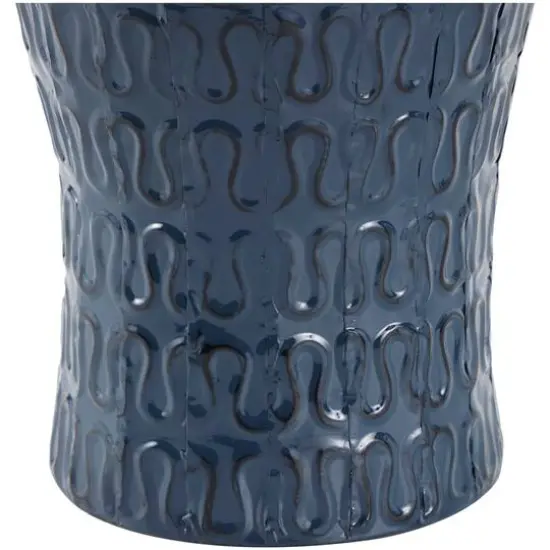 24" Dark Blue Metal Dimensional Textured Vase {9}