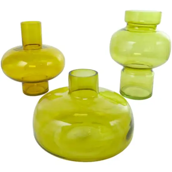 Eclectic Green Glass Round Vase Set {1}