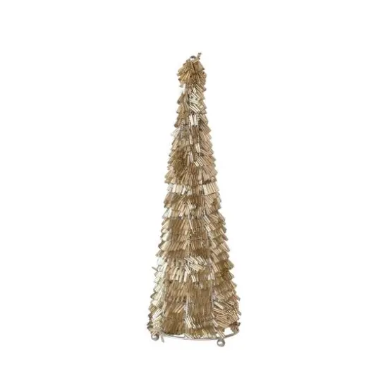 Hello Honey&reg; 13" Tall Gold & Nickel Wire & Glass Beaded Christmas Tree {1}