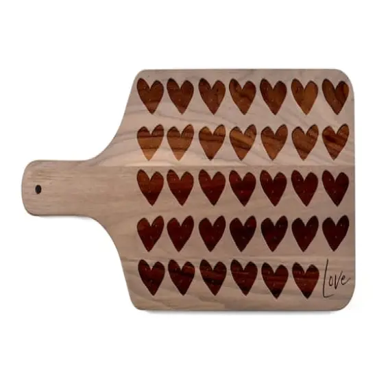 Love And Hearts 17" x 8" Walnut Paddle Cutting Board {1}