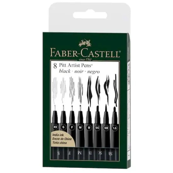 Faber-Castell&reg; PITT&reg; 8 Piece Black Artist Pen Set {1}
