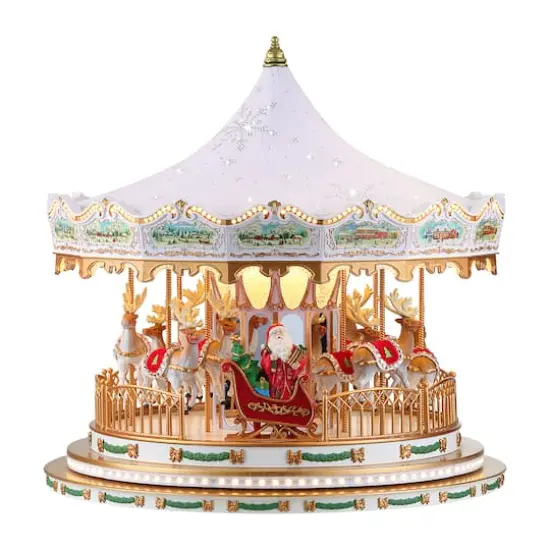 Mr. Christmas 17" White Animated Deluxe Crystal Carousel {1}