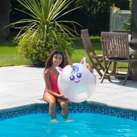 Swim Central 29" Inflatable Rainbow Unicorn Beach Ball with Horn {3}