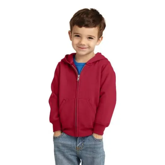 Port & Company® Core Fleece Full-Zip Hooded Toddler Sweatshirt Athletic Heather {2}