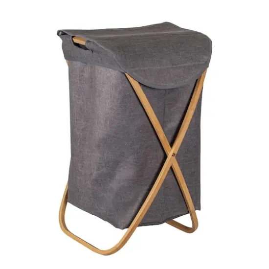 Honey Can Do Gray Bamboo & Canvas Laundry Hamper {1}