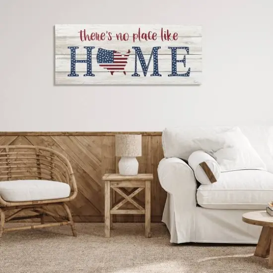 Stupell Industries Patriotic There's No Place Like Home Phrase Americana Canvas Wall Art {3}
