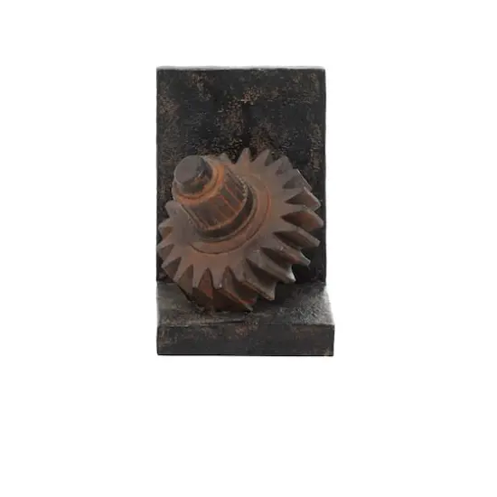 Brown Industrial Gear Bookends Set {4}