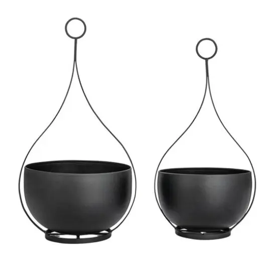 Hello Honey&reg; Black Decorative Hanging Metal Planter Set {6}