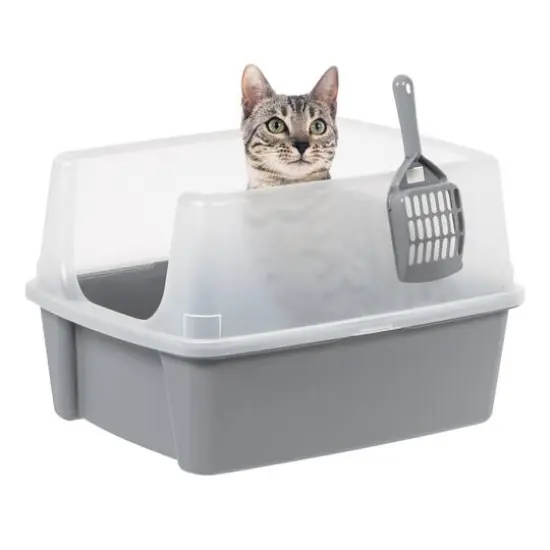IRIS&reg; 20qt. Gray Cat Litter Box with Open Lid {8}