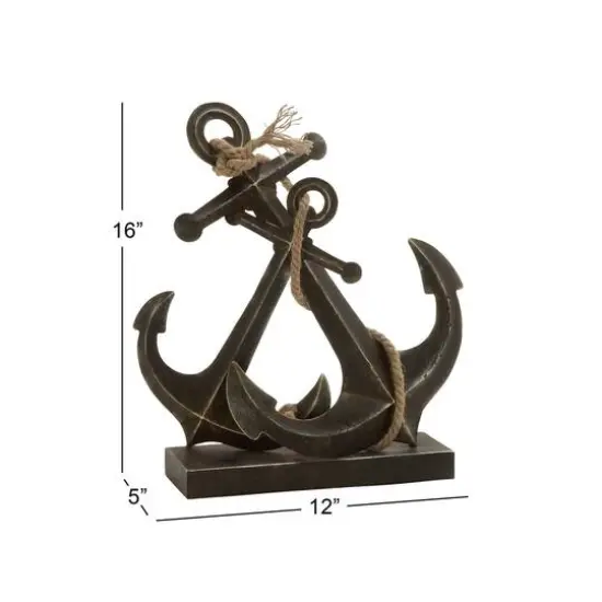 16" Black Metal Anchor Sculpture {9}