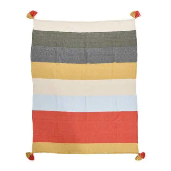 Hello Honey&reg; Striped Cotton Throw Blanket with Tassels {1}
