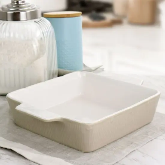 Martha Stewart 12.2" Taupe Ceramic Square Baker {3}