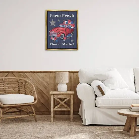 Stupell Industries Farm Fresh Patriotic Market Floater Framed Art Gold {3}