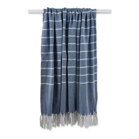 DII&reg; French Blue & White Thin Stripe Throw {8}