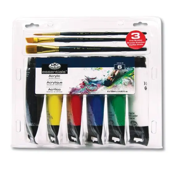 Royal & Langnickel&reg; Essentials&trade; 6 Color Acrylic Set with Brushes, 120mL {1}