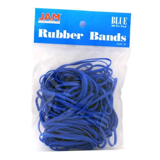JAM Paper Size 33 Rubber Bands, 100ct. Blue {1}