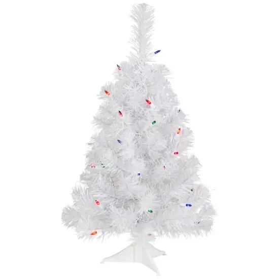 2ft. Pre-Lit White Rockport Pine Artificial Christmas Tree, Multicolor Lights {1}