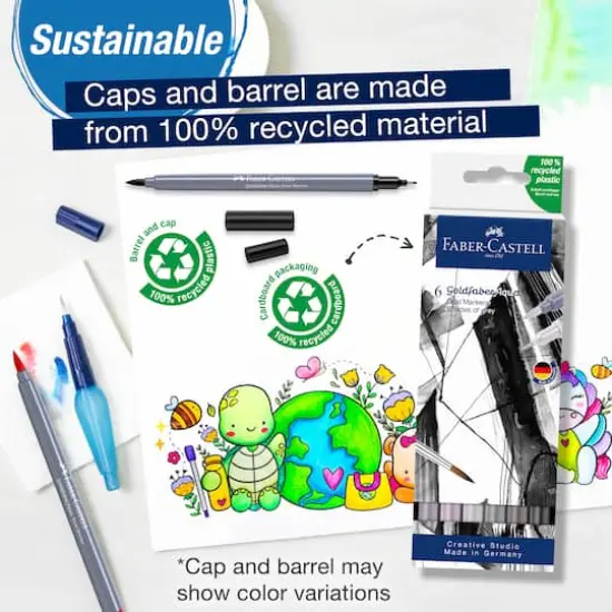 Faber-Castell&reg; Goldfaber Aqua Shades of Gray Dual-Tip Marker Set {6}