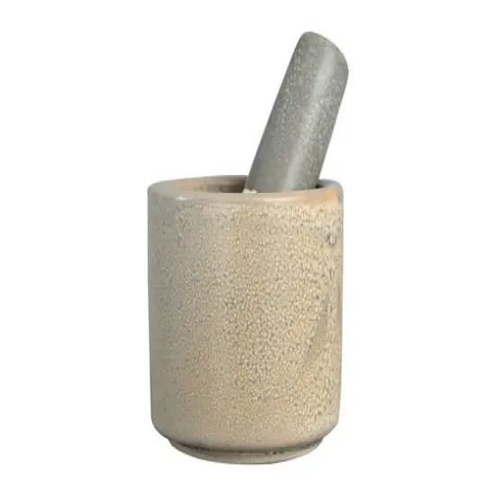Hello Honey&reg; 5" Matte Gray Stoneware Mortar & Pestle Set {4}
