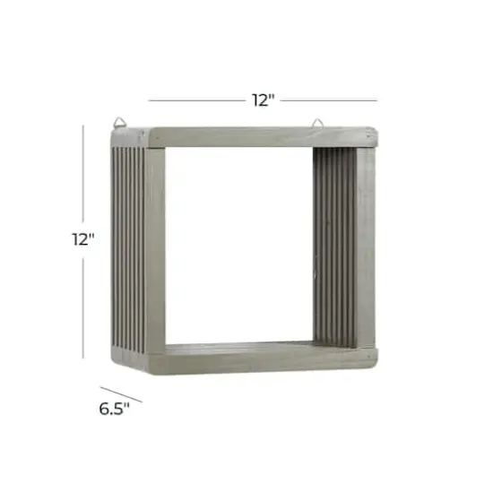 Gray Wood Contemporary Wall Shelf, 12" x 12" x 7" {8}