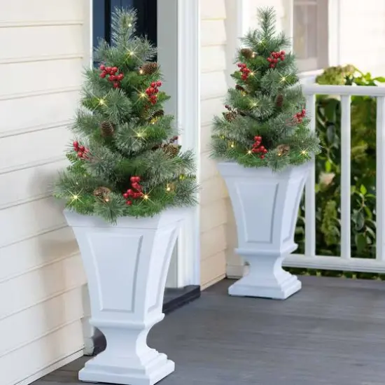 30" Pre-Lit Urn Filler with Battery-Operated Timer Set {4}