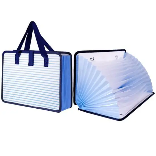 Steel Mill & Co.&reg; Blue Stripe Accordion File Tote {1}