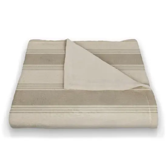 Stripe Coral Fleece Blanket Taupe {3}