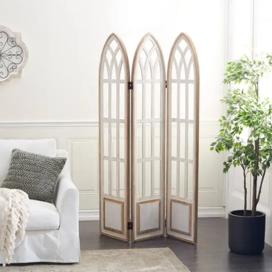 White Wood Farmhouse Room Divider Screen, 72" x 48" x 2" {9}