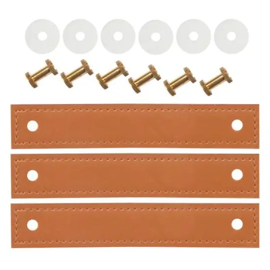 Dritz&reg; Home 5.5'' Faux Leather Handle Set Ocher Brown {4}