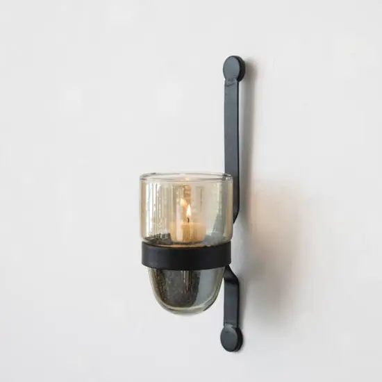 Hello Honey&reg; Industrial Metal Wall Sconce with Glass Candle Holder {4}