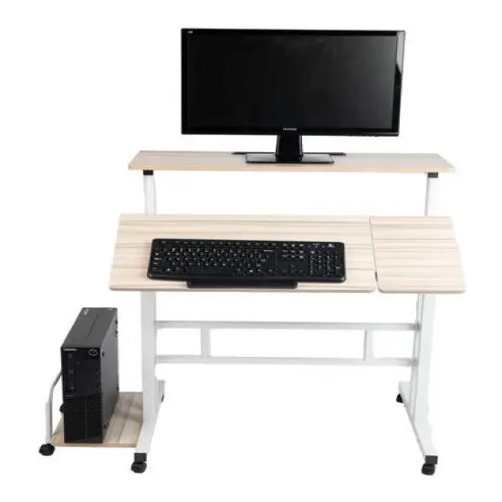 Mind Reader Woodland Collection White Adjustable Mobile Sit & Stand Laptop Desk {5}