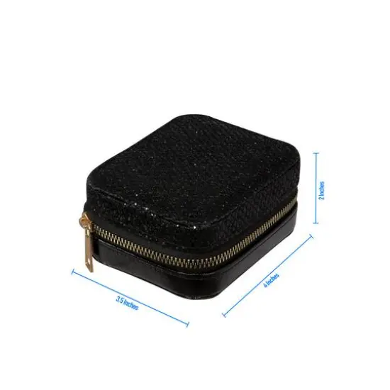 Ruby + Cash Black Sequin Mini Faux Leather Zippered Travel Jewelry Organizer Box {4}