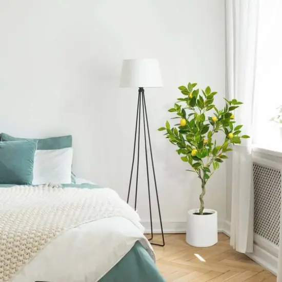 American Art Decor 5ft. Realistic Artificial Lemon Tree in White Pot {8}