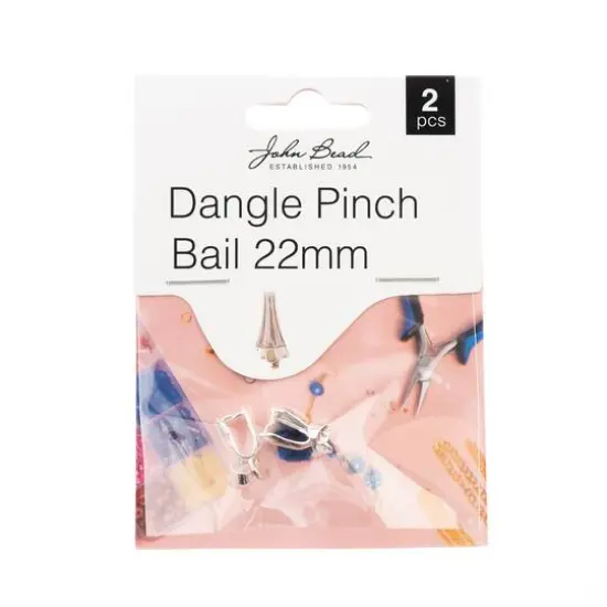 John Bead Must Have Findings 22mm Dangle Pinch Bails, 2ct. Silver {2}