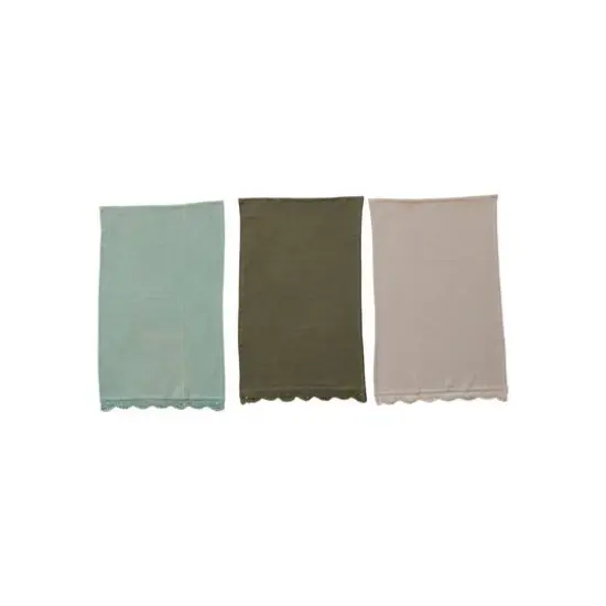 Hello Honey&reg; Waffle Cotton Tea Towel Set with Crochet Lace, 3ct. {1}