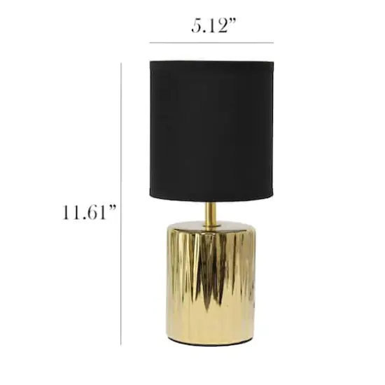 Simple Designs 11.5" Ruffled Metallic Gold Capsule Table Lamp {4}